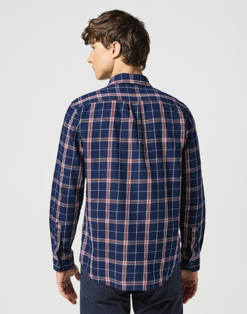 Wrangler Men's 1 Pocket Shirt In Red Indigo